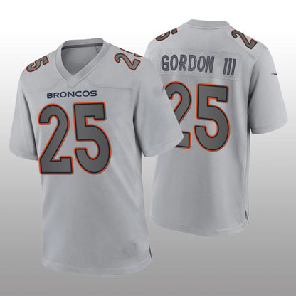 Denver Broncos #25 Melvin Gordon III Gray Atmosphere Game Jersey Stitched American Football Jerseys