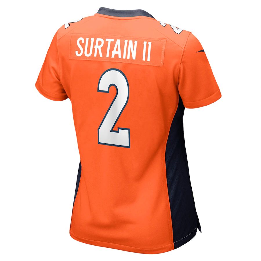 Denver Broncos #2 Patrick Surtain II  Orange Game Jersey Stitched American Football Jerseys