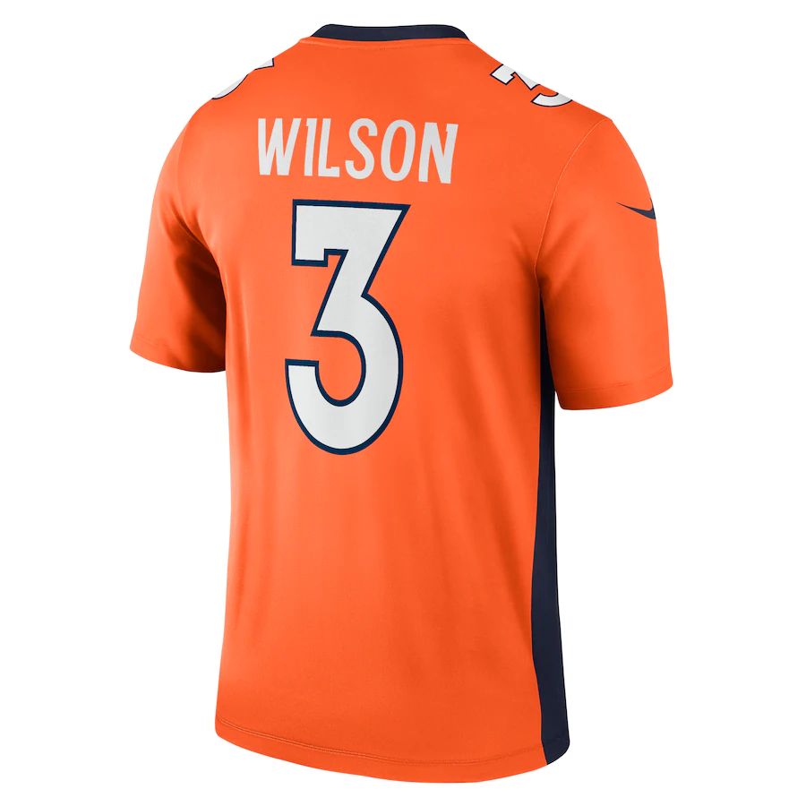 Denver Broncos #3 Russell Wilson Orange Legend Jersey Stitched American Football Jerseys