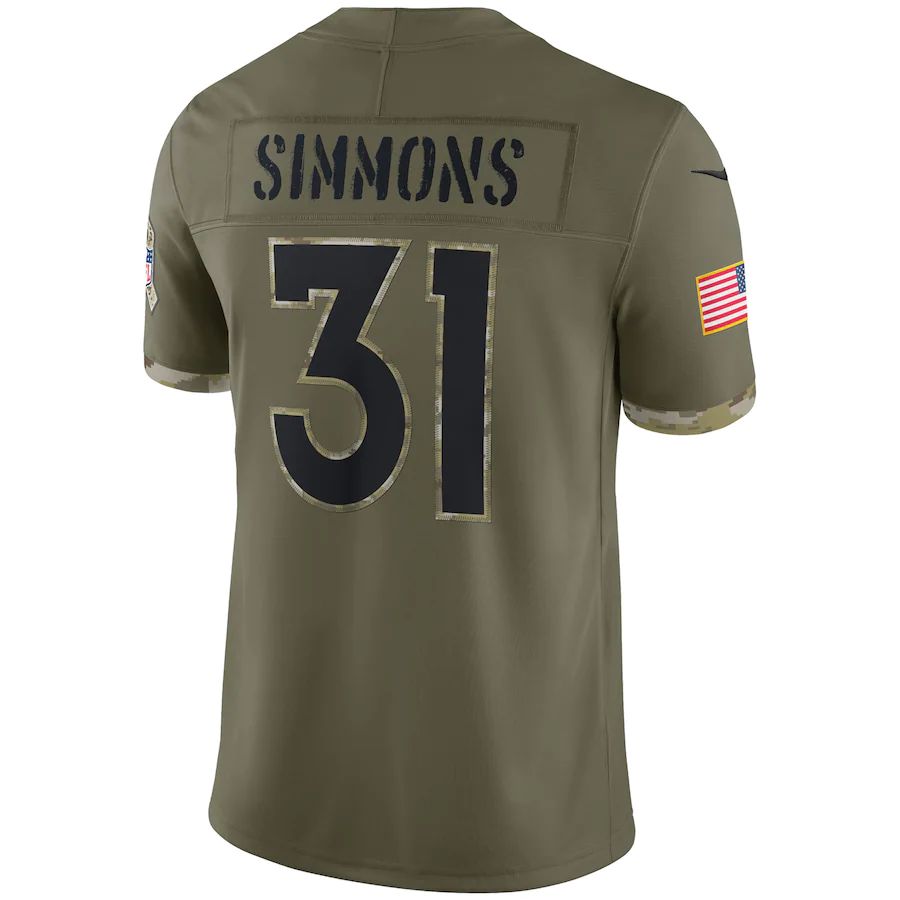 Denver Broncos #31 Justin Simmons Olive 2022 Salute To Service Limited Jersey Stitched American Football Jerseys