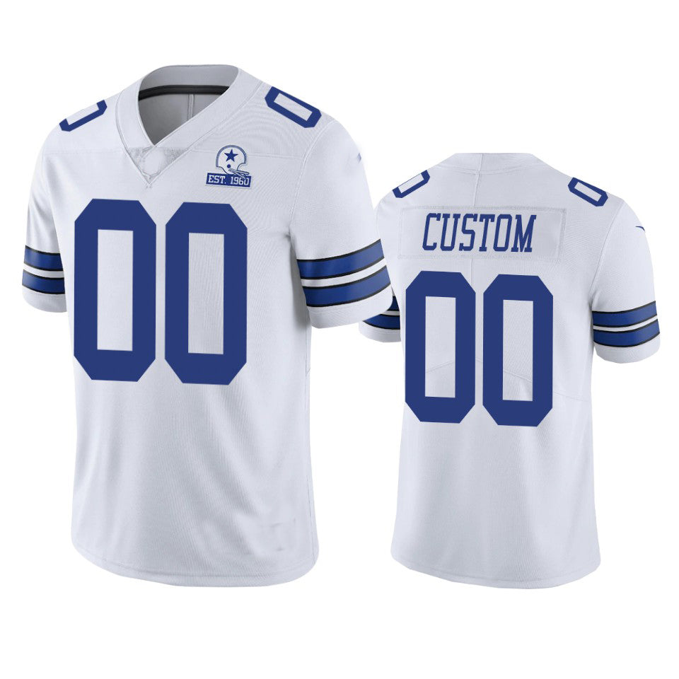 Custom Dallas Cowboys White 60th Anniversary Vapor Limited Jersey Stitched Jersey Football Jerseys