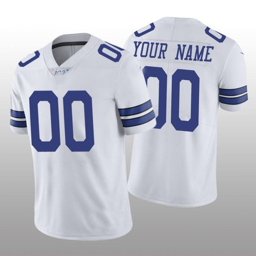 Custom Dallas Cowboys White Vapor Limited 100th Season Jersey Stitched Jersey Football Jerseys