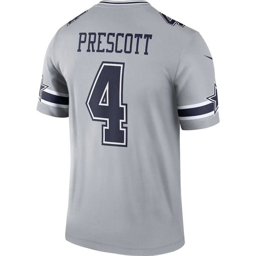 Dallas Cowboys #4 Dak Prescott Gray Inverted Legend Jersey Stitched American Football Jerseys