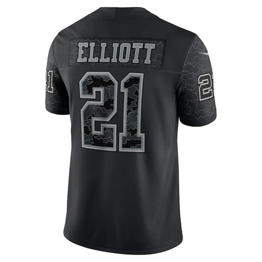 Dallas Cowboys #21 Ezekiel Elliott Black RFLCTV Limited Jersey Stitched American Football Jerseys