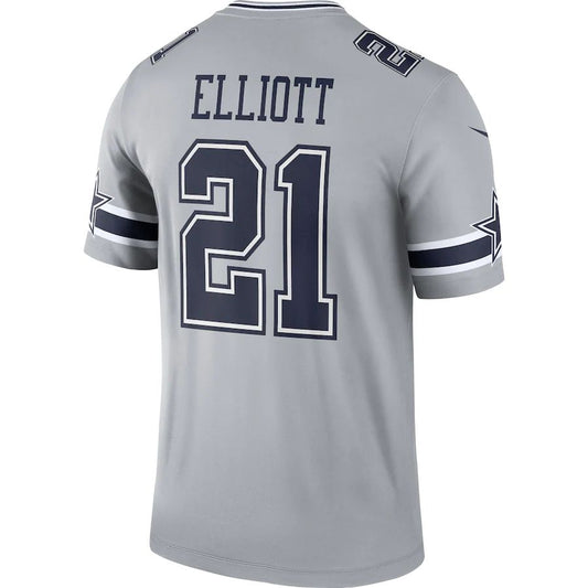 Dallas Cowboys #21 Ezekiel Elliott Gray Inverted Legend Jersey Stitched American Football Jerseys