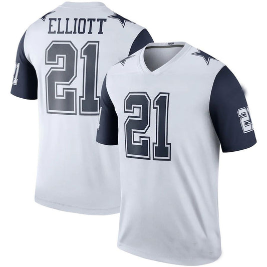 Dallas Cowboys #21 Ezekiel Elliott White Color Rush Legend Player Jersey Stitched American Football Jerseys