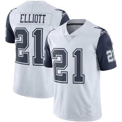 Dallas Cowboys #21 Ezekiel Elliott White  Color Rush Vapor Limited Jersey Stitched American Football Jerseys