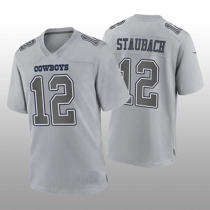 Dallas Cowboys #12 Roger Staubach Gray Atmosphere Game Retired Player Jersey Fashion Jersey American Jerseys