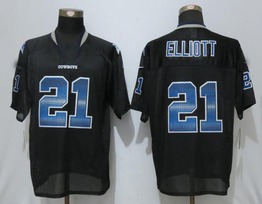 Dallas Cowboys #21 Ezekiel Elliott Black Strobe Stitched Fashion Jersey American Jerseys