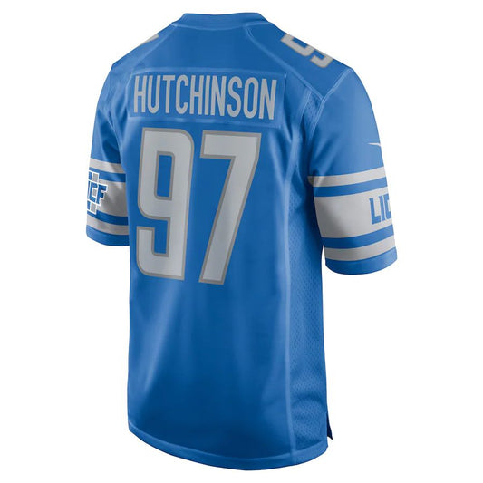 Detroit Lions #97 Aidan Hutchinson Blue 2022 Draft First Round Pick Game Jersey Stitched American Football Jerseys