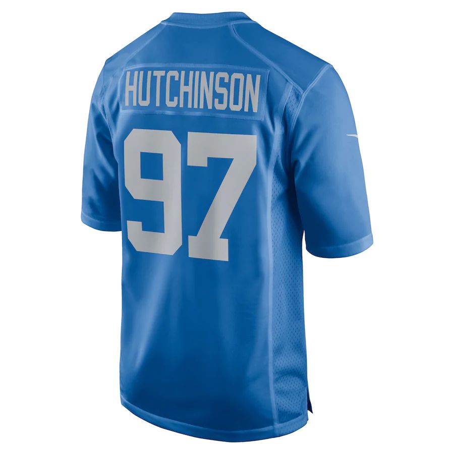 Detroit Lions #97 Aidan Hutchinson Blue 2022 Draft First Round Pick Alternate Game Jersey Stitched American Football Jerseys