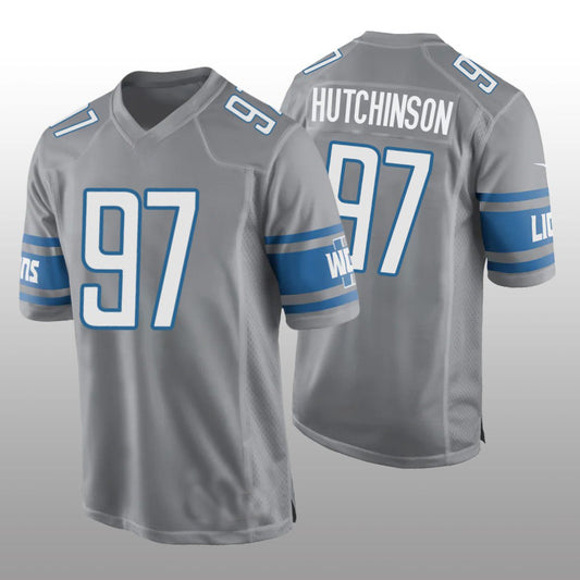 Detroit Lions #97 Aidan Hutchinson Silver 2022 Draft Game Jersey Stitched American Football Jerseys