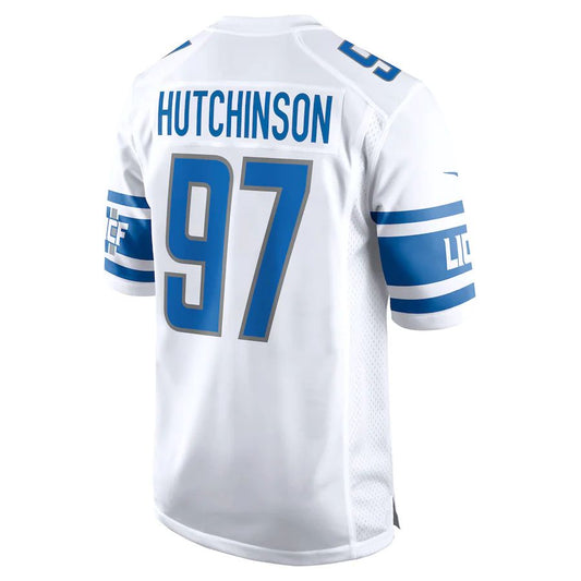 Detroit Lions #97 Aidan Hutchinson White 2022 Draft First Round Pick Game Jersey Stitched American Football Jerseys