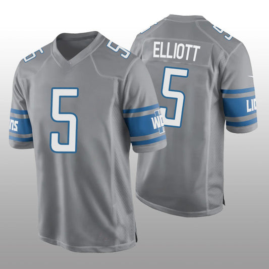 Detroit Lions #5 DeShon Elliott Game Jersey - Silver Stitched American Football Jerseys