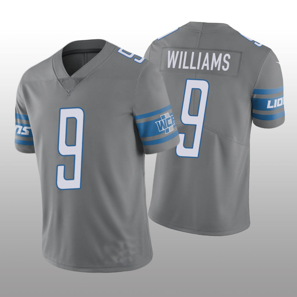 Detroit Lions #9 Jameson Williams Steel 2022 Draft Vapor Limited Jersey Stitched American Football Jerseys