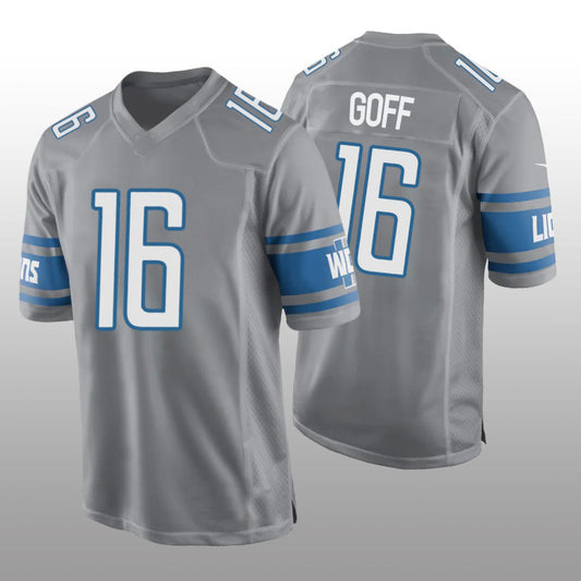 Detroit Lions #16 Jared Goff Alternate Game Jersey - Silver Stitched American Football Jerseys