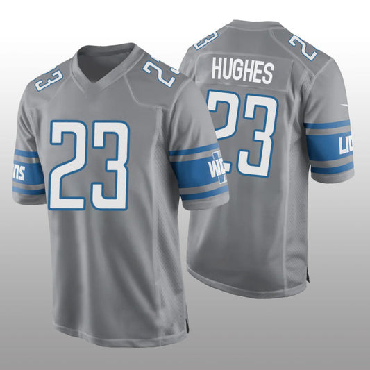 Detroit Lions #23 Mike Hughes Game Jersey - Silver Stitched American Football Jerseys