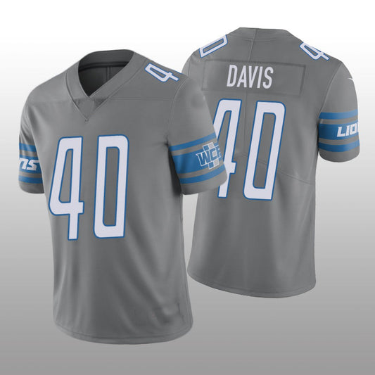 Detroit Lions NO. 40 Jarrad Davis Steel Vapor Limited Jersey Stitched American Football Jerseys