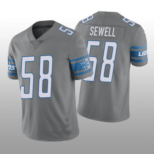 Detroit Lions # 58 Penei Sewell Silver Vapor Limited Jersey Stitched American Football Jerseys