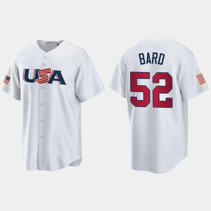 #52 DANIEL BARD COLORADO ROCKIES 2023 WORLD BASEBALL CLASSIC USA REPLICA JERSEY ¨C WHITE Stitches Baseball Jerseys