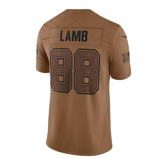 Dallas Cowboys #88 CeeDee Lamb Brown 2023 Salute To Service Limited Jersey Stitched American Football Jerseys