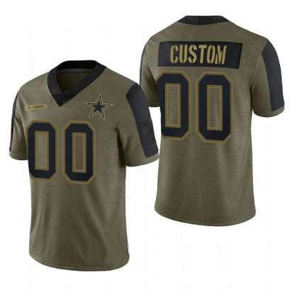 Custom Dallas Cowboys Olive 2021 Salute To Service Limited Football Jersey