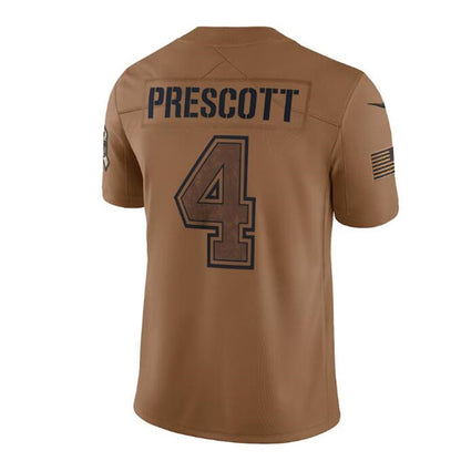 Dallas Cowboys #4 Dak Prescott Brown 2023 Salute To Service Limited Jersey Stitched American Football Jerseys