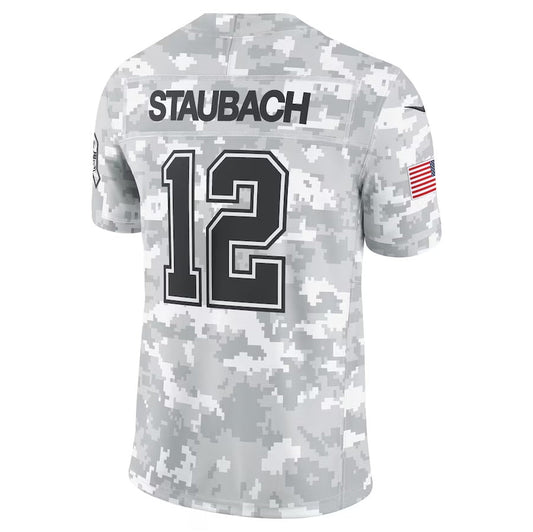 Dallas Cowboys #12 Roger Staubach Arctic Camo 2024 Salute to Service Limited Stitched American Football Jerseys