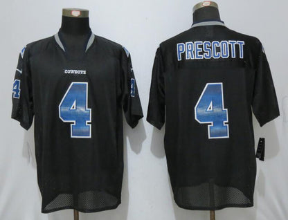 Dallas Cowboys  #4 Dak Prescott Black Strobe Stitched  Fashion Jersey American Jerseys