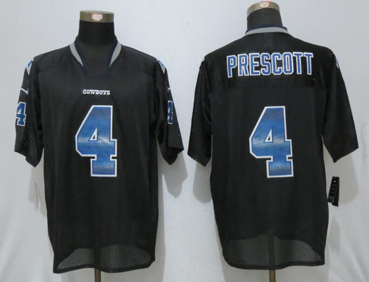 Dallas Cowboys  #4 Dak Prescott Black Strobe Stitched  Fashion Jersey American Jerseys