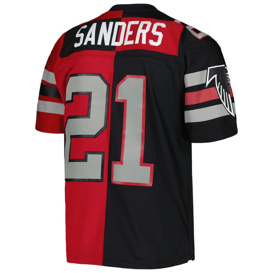 A.Falcons #21 Deion Sanders Mitchell & Ness 1989 Split Legacy Replica Jersey - Black Red Stitched American Football Jerseys