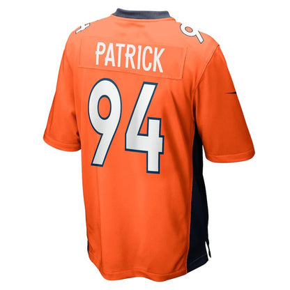 Denver Broncos #94 Aaron Patrick Orange Game Player Jersey Stitched American Football Jerseys