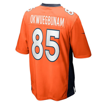 Denver Broncos #85 Albert Okwuegbunam Orange Game Jersey Stitched American Football Jerseys