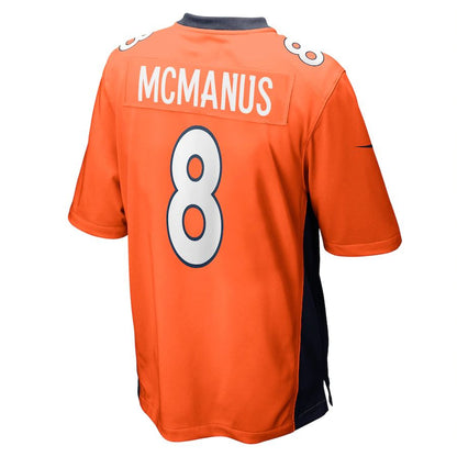 Denver Broncos #8 Brandon McManus Orange Game Jersey Stitched American Football Jerseys