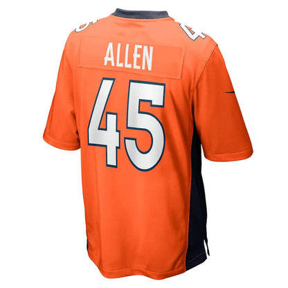 Denver Broncos #45 Christopher Allen Orange Game Player Jersey Stitched American Football Jerseys