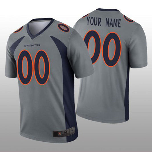 Custom Denver Broncos Gray Inverted Legend Jersey Stitched Jersey American Football Jerseys