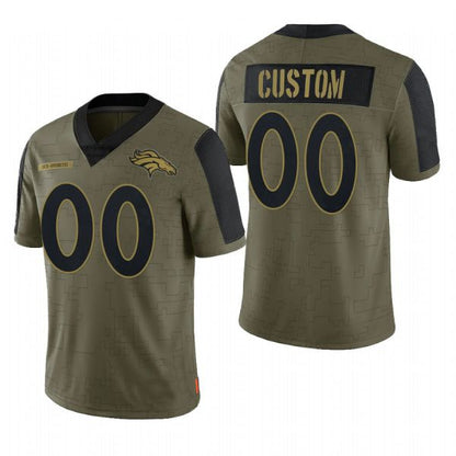 Custom Denver Broncos Olive 2021 Salute To Service Limited Football Jersey