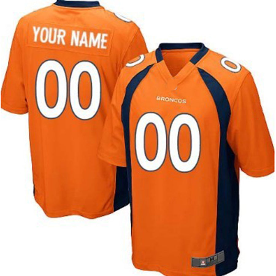 Custom Denver Broncos Orange Game Jersey Stitched Jersey American Football Jerseys