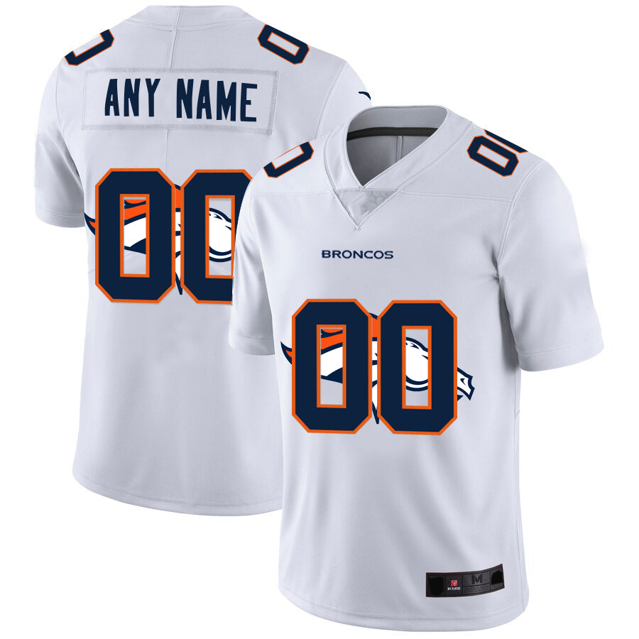 Custom Denver Broncos White Team Big Logo Vapor Untouchable Limited Jersey Stitched Jersey American Football Jerseys