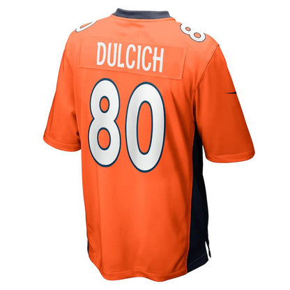 Denver Broncos #80 Greg Dulcich Orange Game Player Jersey Stitched American Football Jerseys