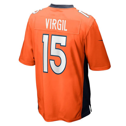 Denver Broncos #15 Jalen Virgil Orange Game Player Jersey Stitched American Football Jerseys