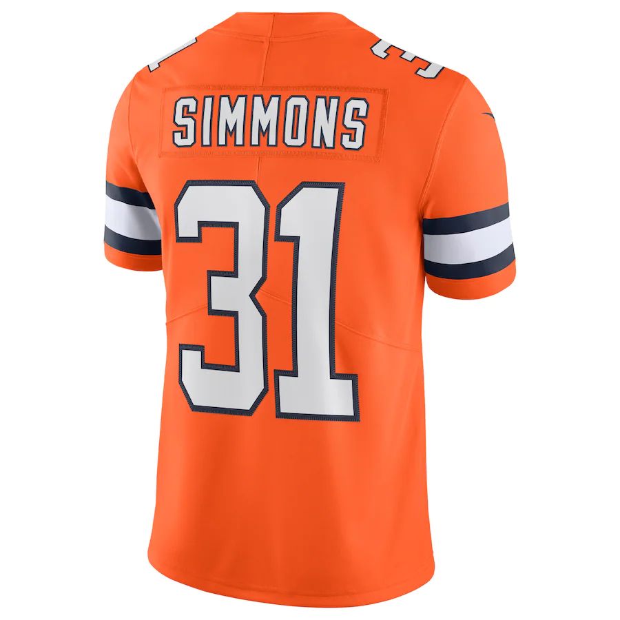 Denver Broncos #31 Justin Simmons Orange Alternate Vapor Limited Jersey Stitched American Football Jerseys