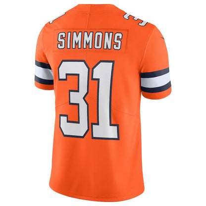 Denver Broncos #31 Justin Simmons Orange Alternate Vapor Limited Jersey Stitched American Football Jerseys