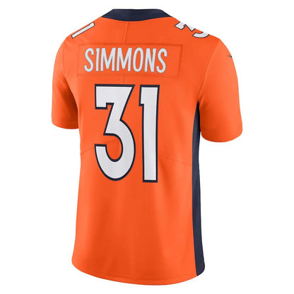 Denver Broncos #31 Justin Simmons Orange Vapor Limited Jersey Stitched American Football Jerseys