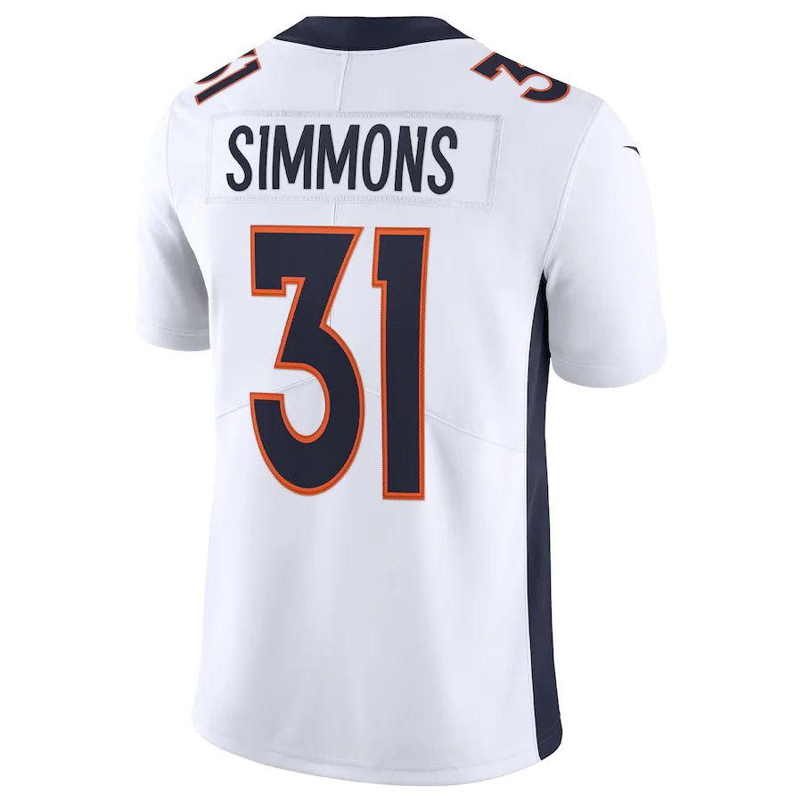 Denver Broncos #31 Justin Simmons White Vapor Limited Jersey Stitched American Football Jerseys