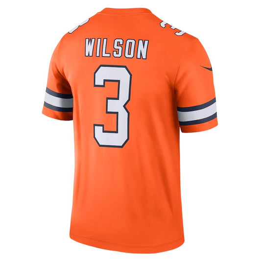 Denver Broncos #3 Russell Wilson Orange Alternate Legend Jersey Stitched American Football Jerseys