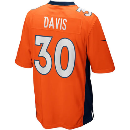 Denver Broncos #30 Terrell Davis Orange Game Retired Player Jersey Stitched American Football Jerseys