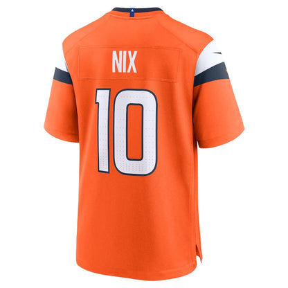 Denver Broncos #10 Bo Nix 2024 Draft First Round Pick Player Game Jersey - Orange American Football Jersey