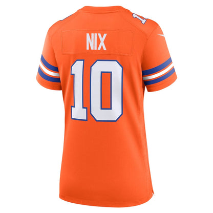 Denver Broncos #10 Bo Nix Orange Mile High Collection 1977 Throwback Player Game Football Jerseys