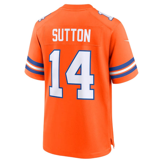 Denver Broncos #14 Courtland Sutton Orange Mile High Collection 1977 Throwback Player Game Football Jerseys